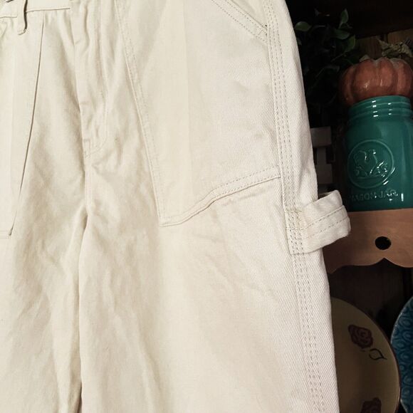 ASOS Design Carpenter Pants Men 32x32 Baggy Ivory Cotton Canvas Wider Legs NWOT - Picture 7 of 12